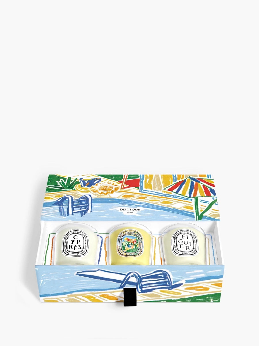 Cofanetto di 3 candele piccole - Fico, Cipresso, Citronella